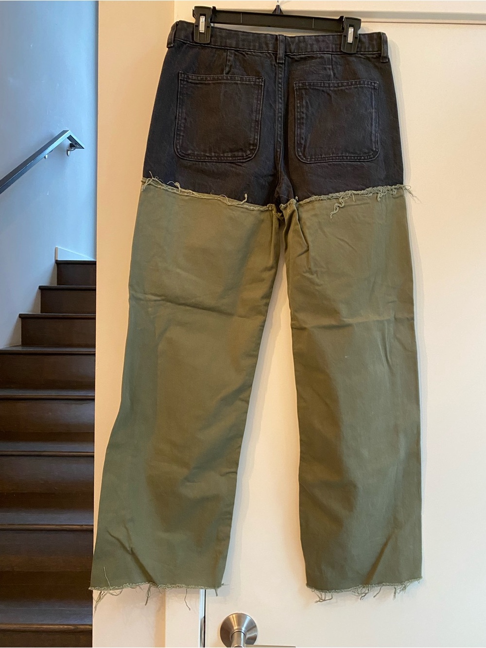 Two-Tone Green and Black Patchwork Women’s Jeans